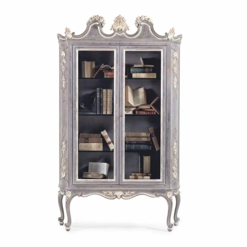 Casa Padrino Luxus Barock Vitrine Antik Grau / Weiß / Beige H. 199 cm - Made in Italy Kracherpreis