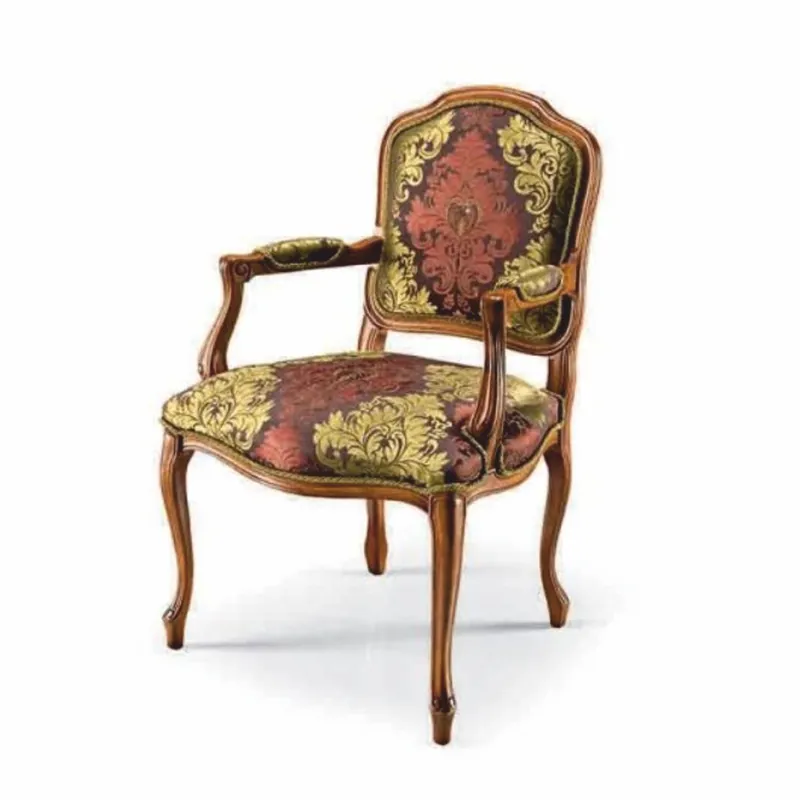 Casa Padrino Luxus Barock Esszimmer Stuhl mit Armlehnen Braun / Gelb / Braun - Made in Italy Gleich Bestellen