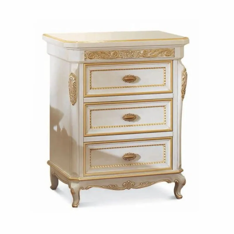 Ab Werk Casa Padrino Luxus Barock Nachtkommode mit 3 Schubladen Elfenbein / Gold - Made in Italy