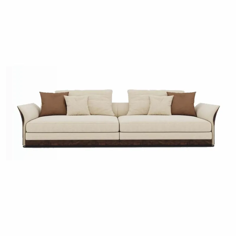 Casa Padrino Luxus Sofa Creme / Dunkelbraun 215 cm - Wohnzimmer & Hotel Möbel Expressversand