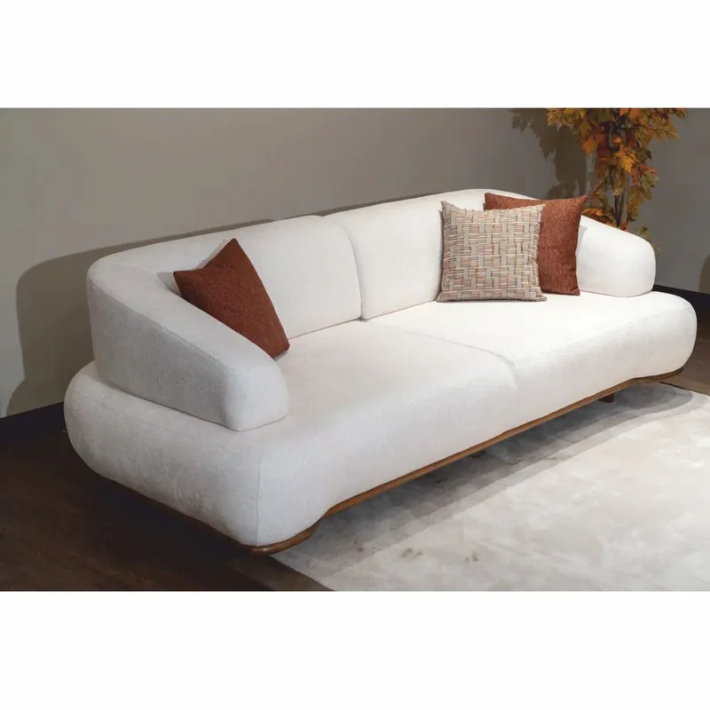Casa Padrino Luxus Sofa mit verstellbaren Rückenlehnen Weiß / Braun 240 cm - Luxus Möbel Top-Angebot