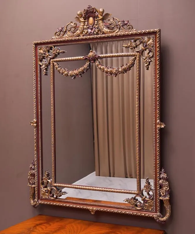 Casa Padrino Luxus Barock Spiegel Braun / Bronze H. 158 cm - Barockstil Wandspiegel - Made in Italy Limited Edition