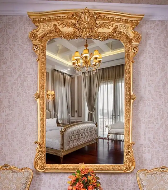 Ausverkauf Casa Padrino Luxus Barock Spiegel Gold H. 175 cm - Prunkvoller Barockstil Wandspiegel - Made in Italy