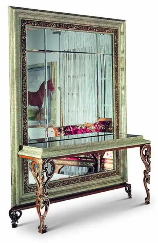 Casa Padrino Luxus Barock Spiegelkonsole Antik Silber / Rot - Barock Möbel - Made in Italy Original