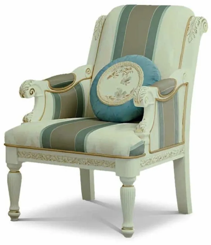 Casa Padrino Luxus Barock Sessel Creme / Weiß / Gold - Barock Möbel - Made in Italy Sonderangebot