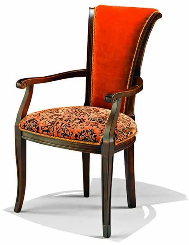Casa Padrino Luxus Barock Esszimmer Stuhl mit Armlehnen Rot / Dunkelbraun H. 98 cm - Made in Italy Kracherpreis