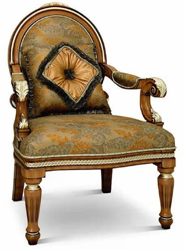 Casa Padrino Luxus Barock Wohnzimmer Sessel Braun / Gold - Made in Italy Limited Edition
