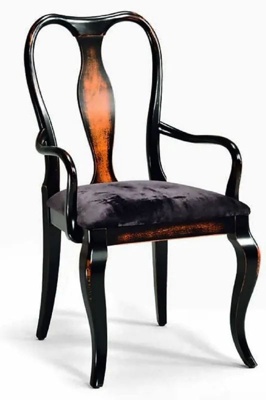 Casa Padrino Luxus Barock Esszimmer Stuhl mit Armlehnen Schwarz / Braun - Made in Italy Jetzt Bestellen