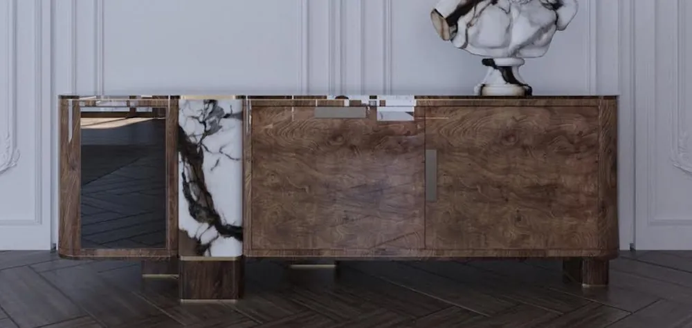 Günstig Casa Padrino Luxus Sideboard Braun / Weiß / Schwarz / Messing 230 cm
