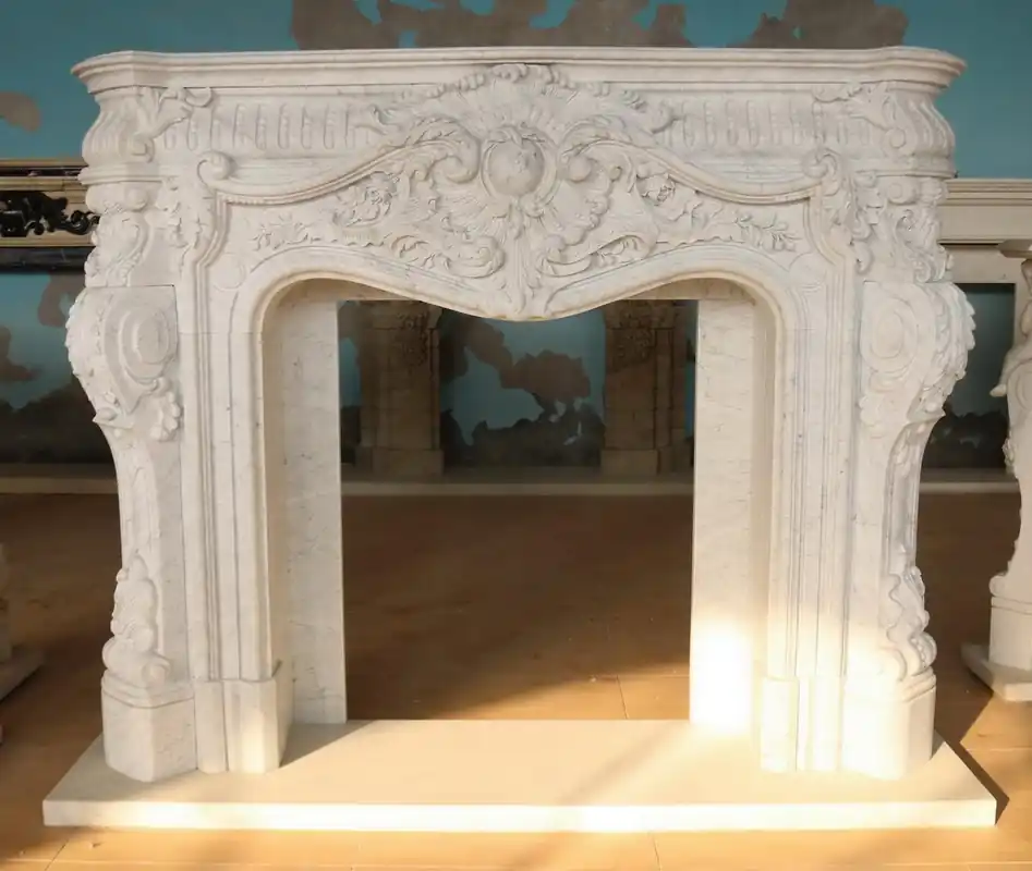 Casa Padrino Luxus Barock Marmor Kaminumrandung Weiß 200 x H. 160 cm Großhandel