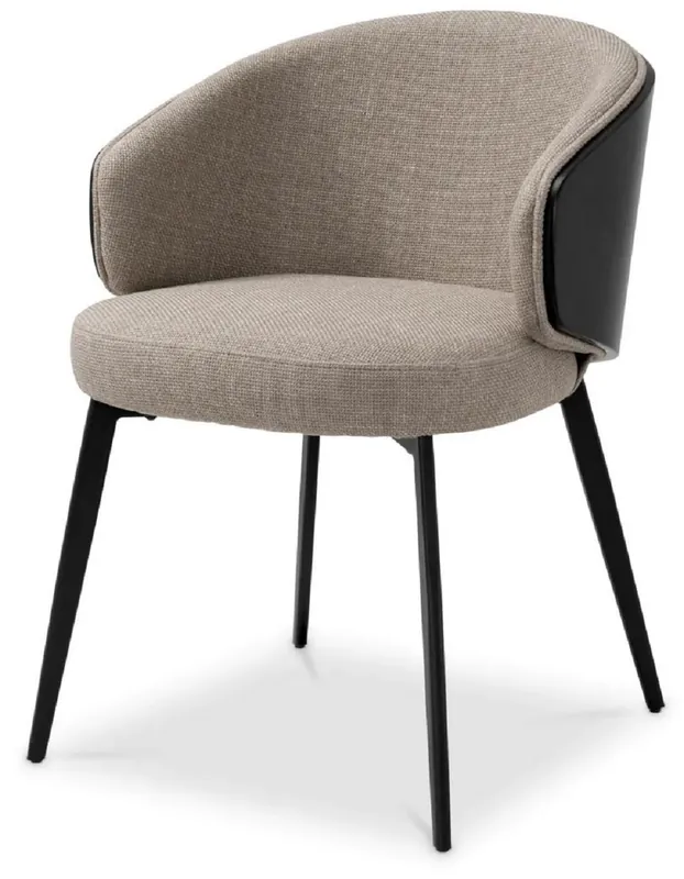 Casa Padrino Luxus Esszimmer Stuhl Grau / Schwarz 57 x 62 x H. 77 cm - Küchenstuhl mit Armlehnen - Esszimmer Möbel - Luxus Möbel - Luxus Qualität Nur Heute