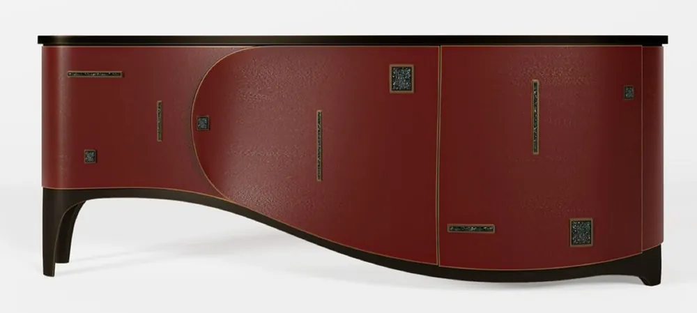 Casa Padrino Luxus Art Deco Sideboard Rot / Schwarz / Messing 195 x 55 x H. 75 cm - Edler Massivholz Schrank - Art Deco Möbel - Hotel Möbel - Luxus Möbel Jetzt Bestellen