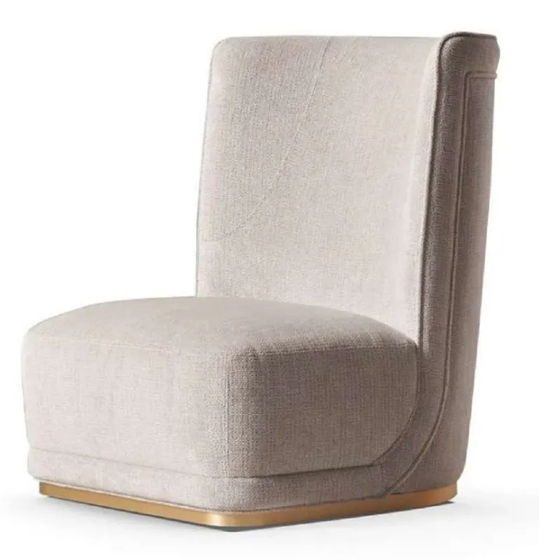 Angebot Casa Padrino Luxus Sessel Hellgrau / Messing 90 x 102 x H. 110 cm - Wohnzimmer Sessel mit gebogener Rückenlehne - Hotel Sessel - Wohnzimmer Möbel - Hotel Möbel - Luxus Möbel