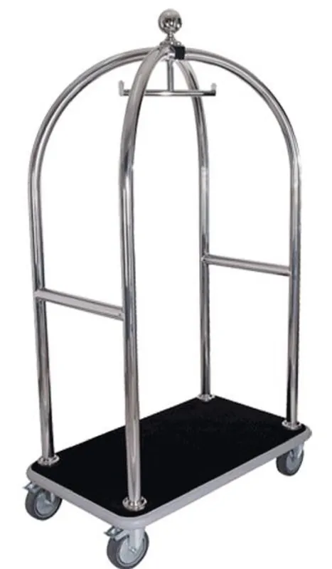 Direktkauf Casa Padrino Luxus Trolley Silber / Schwarz 105 x 65 x H. 193 cm - Hotel Accessoires - Luxus Accessoires