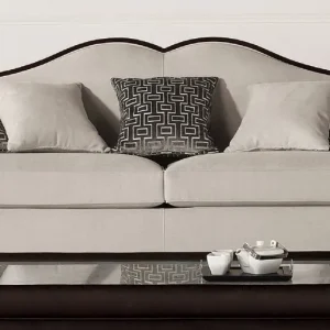 Ab Werk Casa Padrino Luxus Art Deco Sofa Grau / Dunkelbraun - Handgefertigtes Wohnzimmer Sofa - Wohnzimmer Möbel - Art Deco Möbel - Luxus Möbel - Luxus Qualität - Made in Italy
