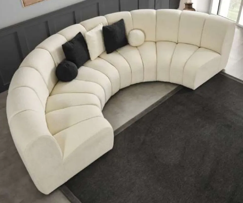 Heute Kaufen Casa Padrino Luxus Sofa Elfenbein 330 x 170 x H. 76 cm - Gebogenes Wohnzimmer Sofa - Halbrundes Sofa - Wohnzimmer Möbel - Hotel Möbel - Luxus Möbel - Luxus Einrichtung - Wohnzimmer Einrichtung