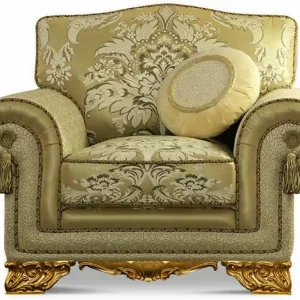 Ab Werk Casa Padrino Luxus Barock Sessel Grün / Gold - Barockstil Wohnzimmer Sessel mit elegantem Muster - Barock Möbel - Barock Wohnzimmer & Hotel Möbel - Luxus Qualität - Made in Italy