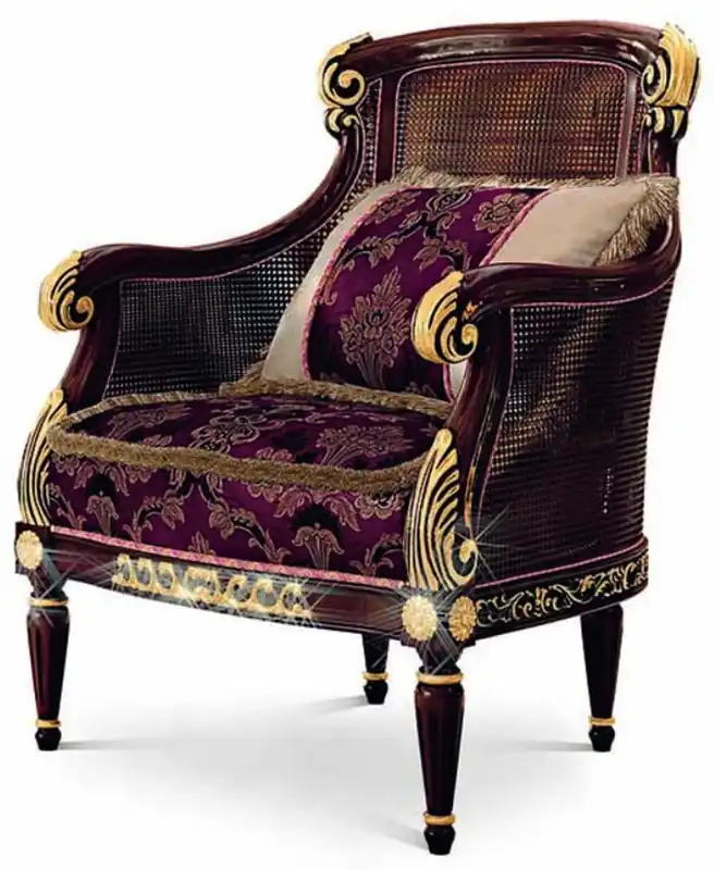 Abverkauf Casa Padrino Luxus Barock Sessel Lila / Braun / Gold - Barockstil Wohnzimmer Sessel mit elegantem Muster - Barock Möbel - Barock Wohnzimmer & Hotel Möbel - Luxus Qualität - Made in Italy