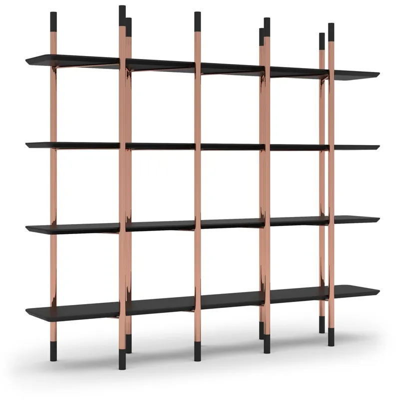 Sonderangebot Casa Padrino Luxus Regalschrank Matt Schwarz / Kupfer 300 x 46 x H. 210 cm - Bücherschrank - Wohnzimmer Schrank - Büro Schrank - Wohnzimmer Möbel - Büro Möbel - Luxus Möbel