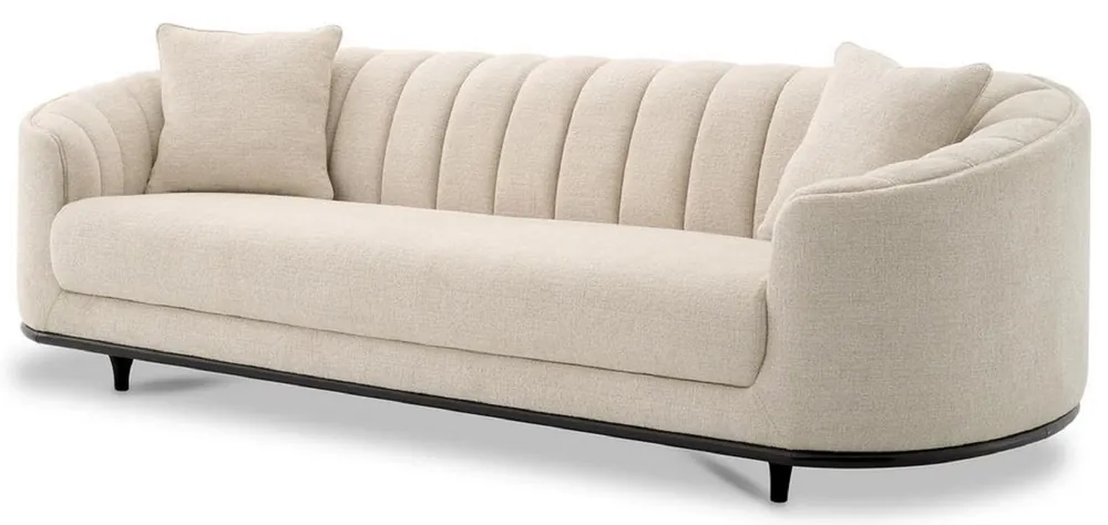 Casa Padrino Luxus Sofa Beige / Schwarz 240 x 96 x H. 74,5 cm - Wohnzimmer Sofa mit 2 Kissen - Wohnzimmer Möbel - Luxus Möbel - Wohnzimmer Einrichtung - Luxus Einrichtung - Luxus Qualität Sale