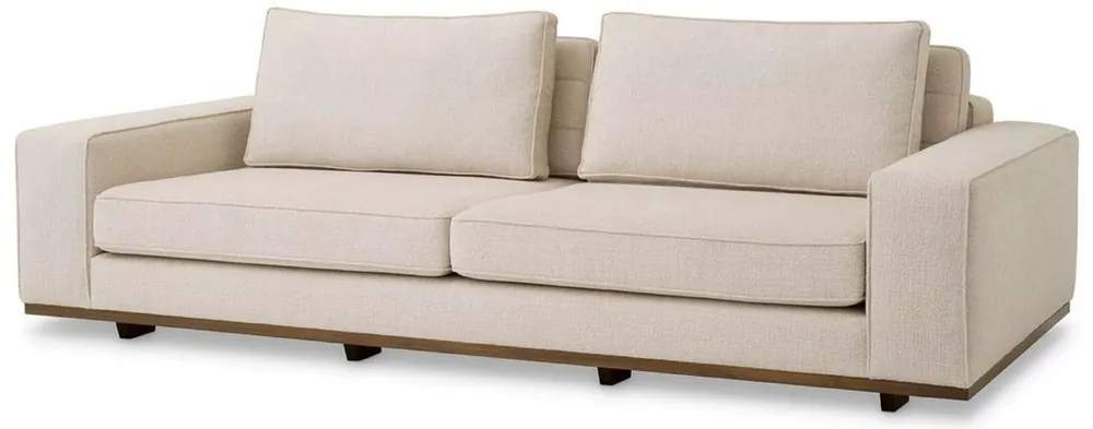 Weltweiter Versand Casa Padrino Luxus Sofa Beige / Braun 236 x 110 x H. 80 cm - Wohnzimmer Sofa mit Kissen - Wohnzimmer Möbel - Luxus Möbel - Wohnzimmer Einrichtung - Luxus Einrichtung - Luxus Qualität