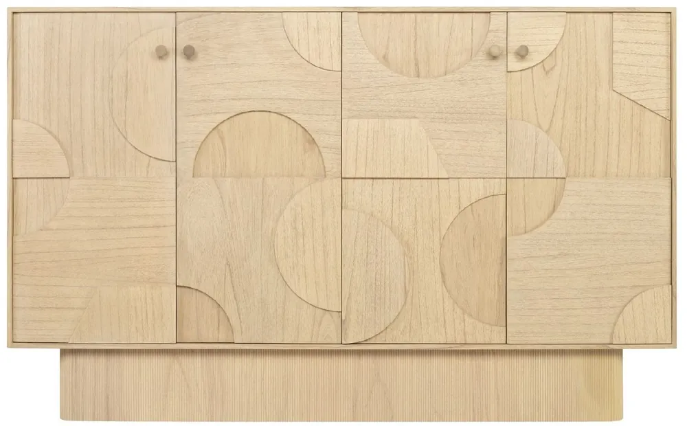 Casa Padrino Luxus Designer Sideboard Naturfarben 172,5 x 50 x H. 107,5 cm - Massivholz Schrank mit 4 Türen - Schlafzimmer Schrank - Wohnzimmer Schrank - Büro Schrank - Luxus Möbel Saisonangebot