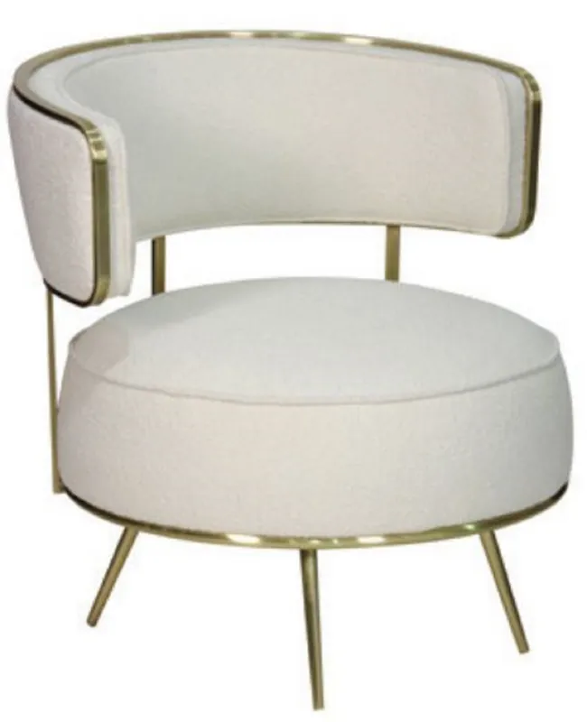 Casa Padrino Luxus Sessel Creme / Gold 76 x 72 x H. 81 cm - Wohnzimmer Sessel - Hotel Sessel - Wohnzimmer Möbel - Hotel Möbel - Luxus Möbel - Luxus Einrichtung Versand Am Gleichen Tag