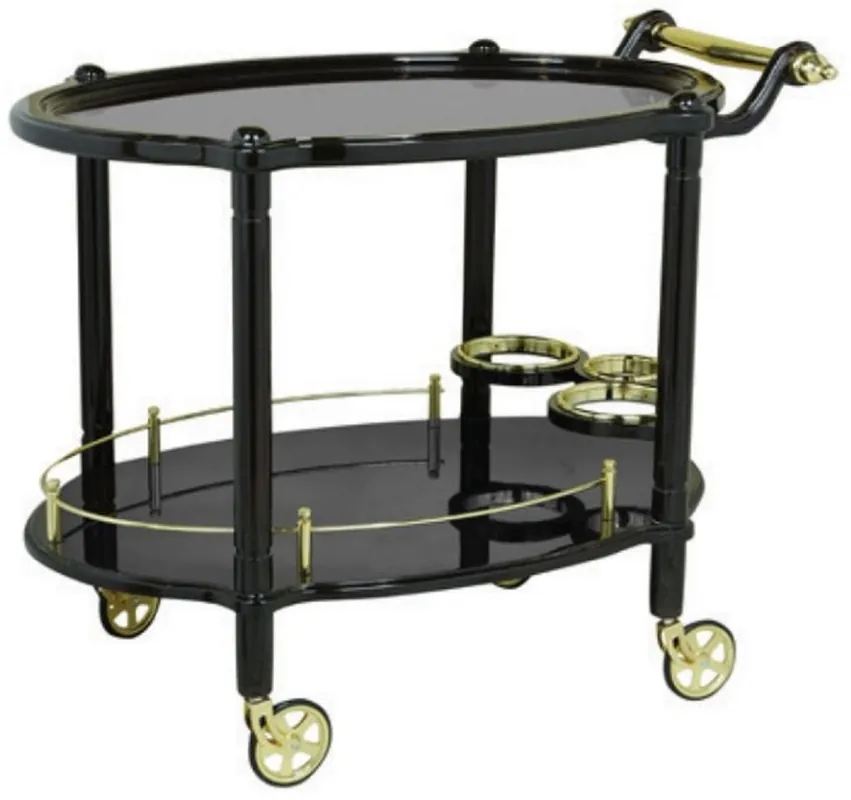 Mega-Angebot Casa Padrino Luxus Servierwagen Schwarz / Gold 88 x 60 x H. 87 cm - Hotel Restaurant Gastronomie Trolley - Luxus Hotel Restaurant Gastronomie Accessoires - Luxus Möbel