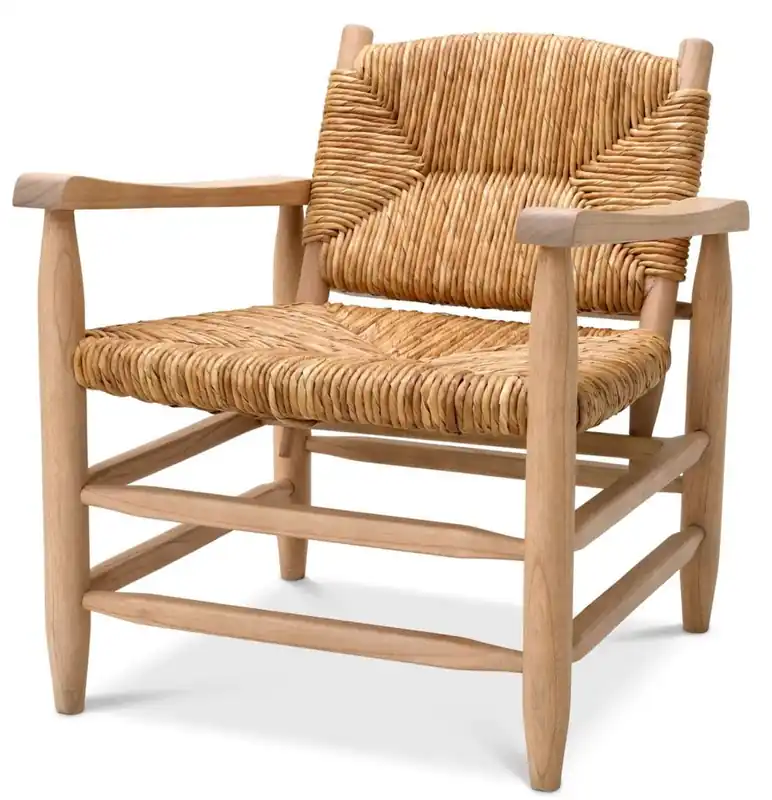 Casa Padrino Luxus Sessel Naturfarben 60,5 x 74 x H. 71 cm - Wohnzimmer Sessel - Hotel Sessel - Wohnzimmer Möbel - Luxus Möbel - Wohnzimmer Einrichtung - Luxus Einrichtung - Möbel Luxus Markenware