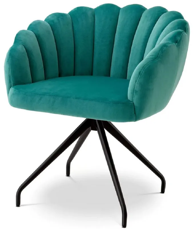 Beliebt Casa Padrino Luxus Esszimmerstuhl Türkis / Schwarz 65,5 x 64 x H. 78,5 cm - Drehstuhl mit edlem Samtsoff - Esszimmer Möbel - Luxus Möbel - Luxus Einrichtung - Esszimmer Einrichtung