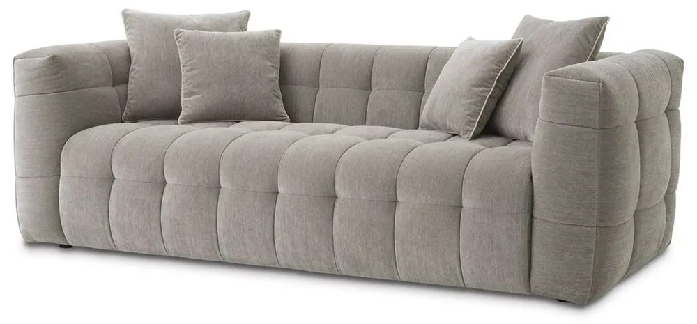 Casa Padrino Luxus Sofa Grau 230 x 100 x H. 75 cm - Wohnzimmer Sofa mit 4 Kissen - Wohnzimmer Möbel - Luxus Möbel - Wohnzimmer Einrichtung - Luxus Einrichtung - Luxus Qualität Finale Aktion
