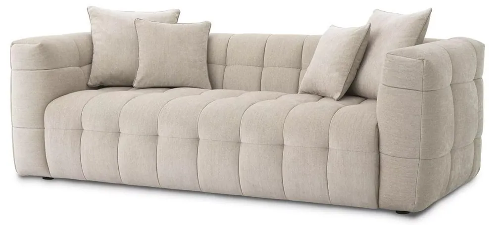 Kracherpreis Casa Padrino Luxus Sofa Sandfarben 230 x 100 x H. 75 cm - Wohnzimmer Sofa mit 4 Kissen - Wohnzimmer Möbel - Luxus Möbel - Wohnzimmer Einrichtung - Luxus Einrichtung - Luxus Qualität