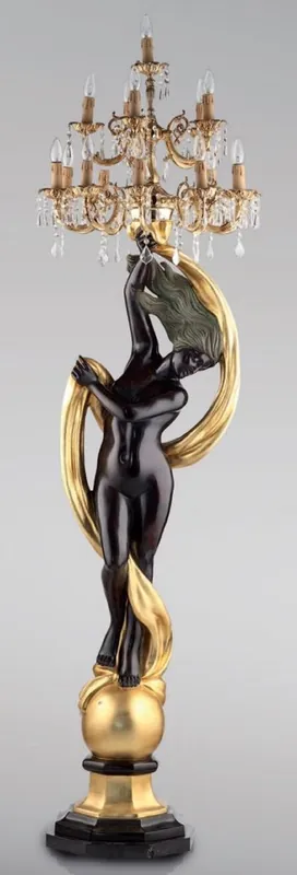 Casa Padrino Luxus Barock Stehleuchte Venus Mehrfarbig / Gold H. 185 cm - Prunkvolle Bronze Stehlampe - Hotel Möbel - Schloss Möbel - Luxus Möbel im Barockstil - Luxus Qualität - Made in Italy Nur Für Kurze Zeit