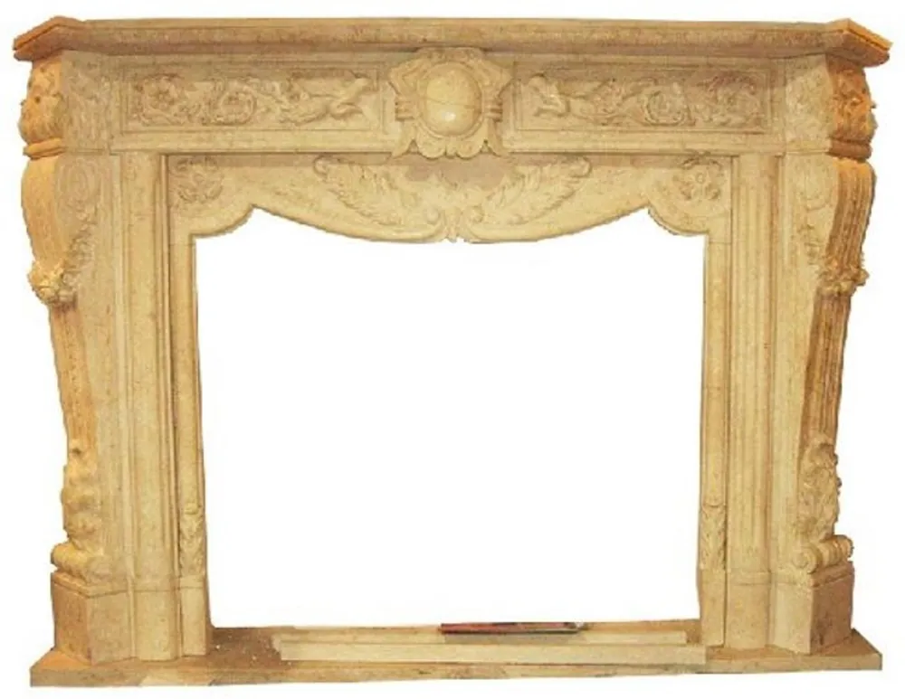 Casa Padrino Luxus Barock Kaminumrandung Beige 180 x 35 x H. 130 cm - Handgefertigte Kaminumrandung aus hochwertigem Marmor - Prunkvolle Barock Möbel Preisknaller