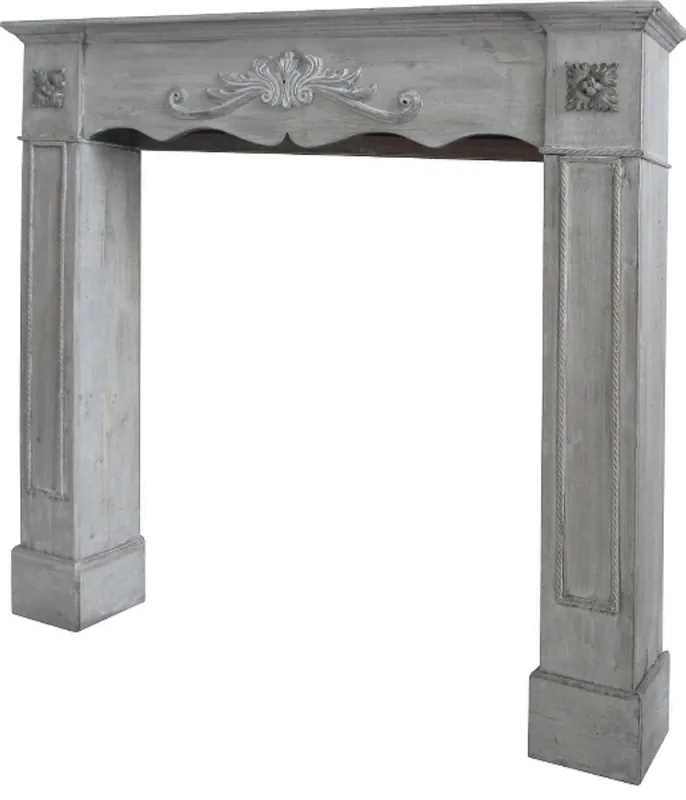 Expressversand Casa Padrino Landhausstil Kaminumrandung Antik Grau 105 x 17 x H. 102 cm - Handgefertigte Kaminumrandung im Shabby Chic Look