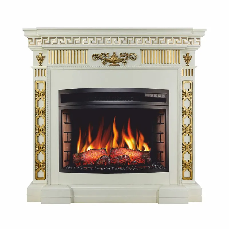 Casa Padrino Barock LED Elektrokamin Creme / Gold 98 x 37 x H. 92,1 cm - Barockstil Interior Kracherpreis