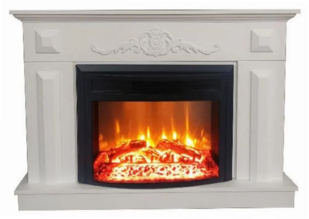 Casa Padrino Barock Elektrokamin Weiß / Schwarz 125 x 35 x H. 88 cm - Wohnzimmer Deko Kamin mit Fernbedienung - Wohnzimmer Möbel im Barockstil - Barock Möbel - Barock Elektro Kamine Direktkauf