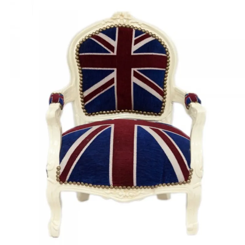 Casa Padrino Barock Kinder Stuhl Union Jack / Creme - Kindermöbel Sonderaktion