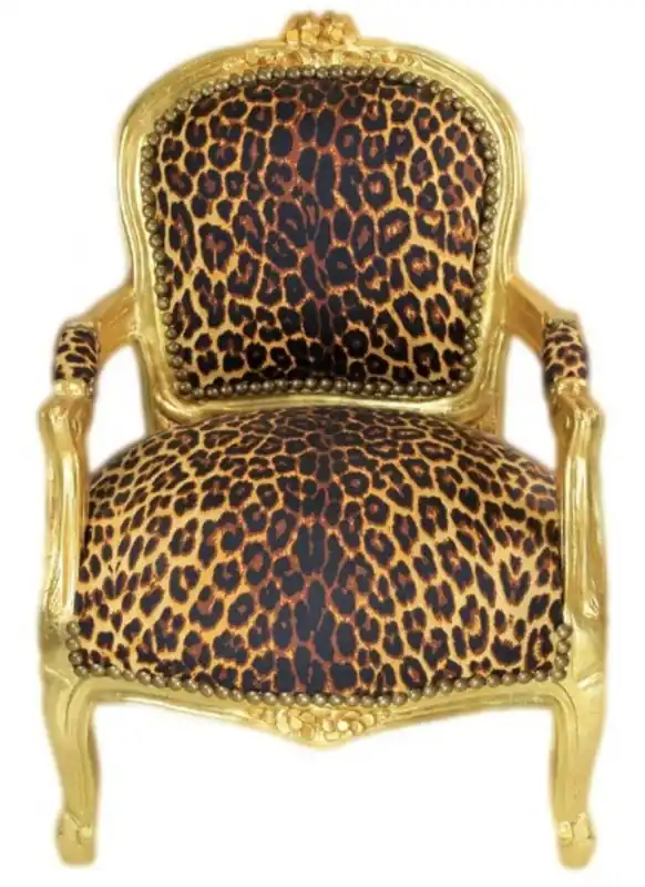 Casa Padrino Barock Kinder Stuhl Leopard/Gold - Armlehnstuhl - Antik Stil Möbel Sofort Bestellen