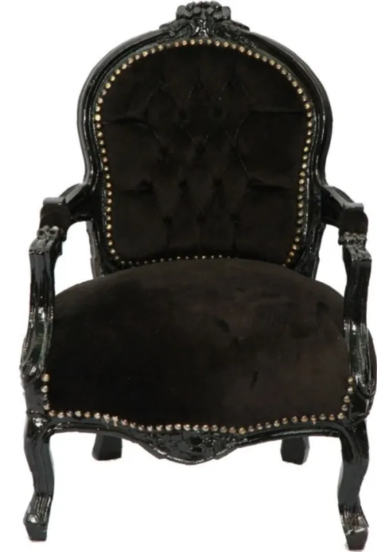 Casa Padrino Barock Kinder Stuhl Schwarz/Schwarz - Armlehnstuhl Kostenfreie Lieferung