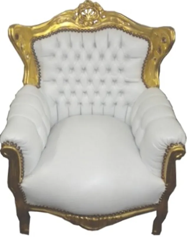 Geld-Zurück-Garantie Casa Padrino Barock Kinder Sessel Weiß / Gold - Barock Kinder Möbel