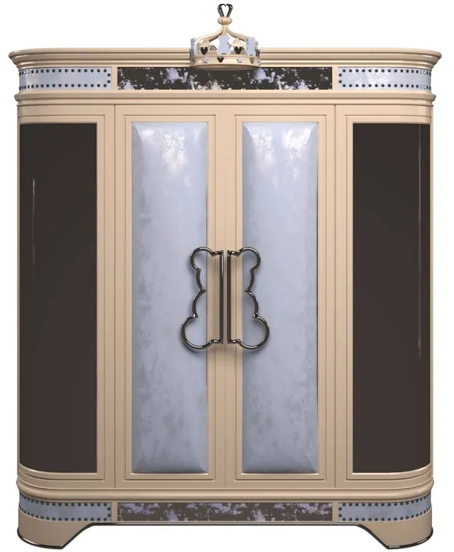 Original Casa Padrino Luxus Designer Kinderzimmer Kleiderschrank Blau / Beige / Schwarz / Silber / Gold 200 x 60 x H. 250 cm - Kinderzimmer Möbel - Hotel Möbel - Luxus Qualität - Made in Italy