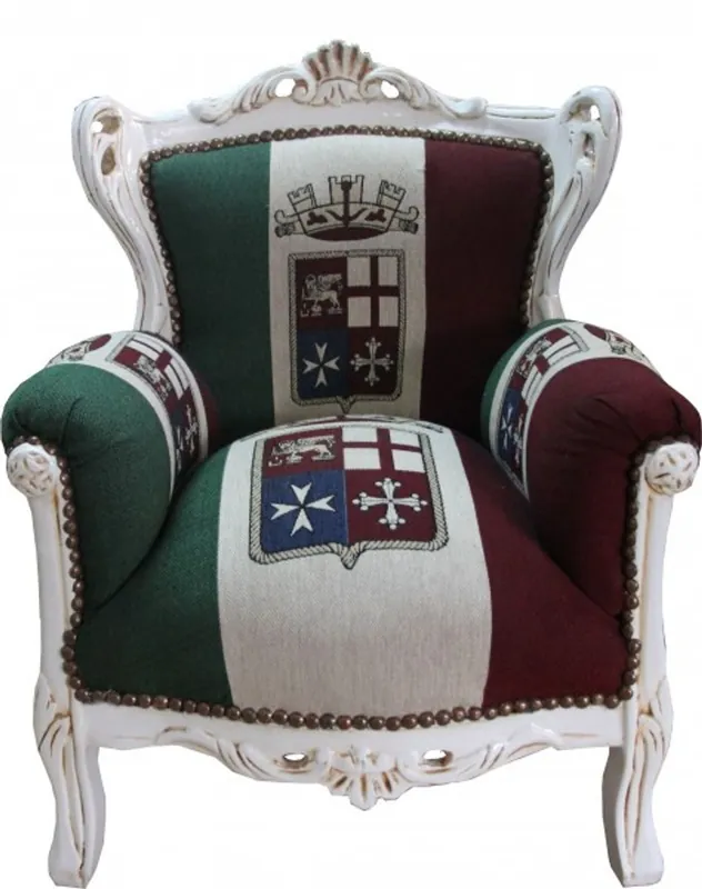 Neuheit Casa Padrino Barock Kinder Sessel Italien / Creme - Thron Italien Italienische Flagge Tron