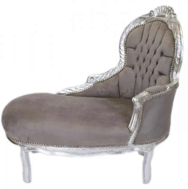 Casa Padrino Barock Kinder Chaiselongue Grau / Silber Mod2 -Barock Möbel Top-Seller