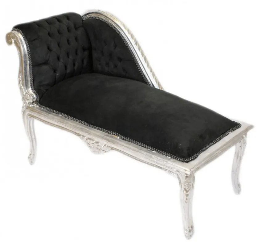 Kracherpreis Casa Padrino Barock Kinder Chaiselongue Schwarz / Silber Mod2 - Tron Barock Möbel