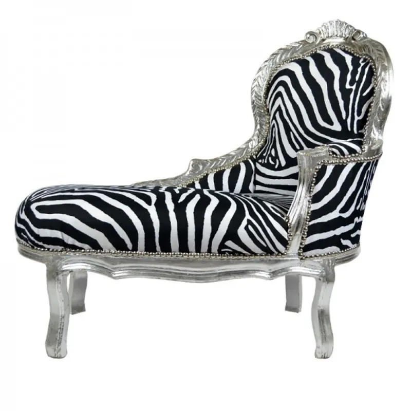 Direktkauf Casa Padrino Barock Kinder Chaiselongue Zebra / Silber - Kindermöbel - Möbel Barock