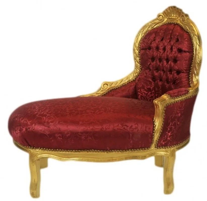 Must-Have Casa Padrino Barock Kinder Chaiselongue Bordeaux Muster / Gold - Kindermöbel