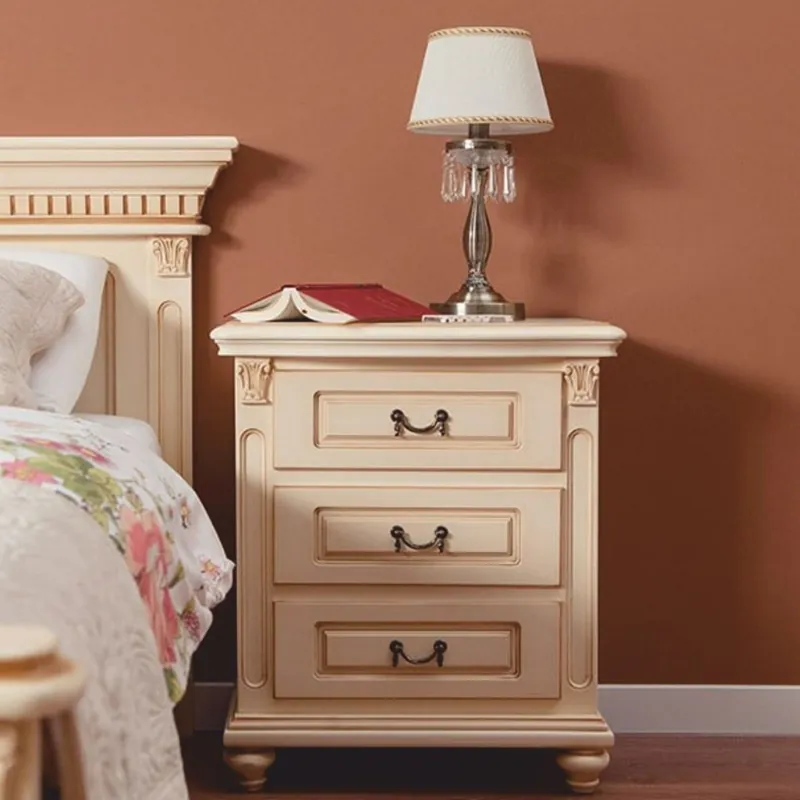 Casa Padrino Luxus Barock Nachtkommode mit 3 Schubladen Creme H. 70 cm - Barock Möbel Top-Qualität