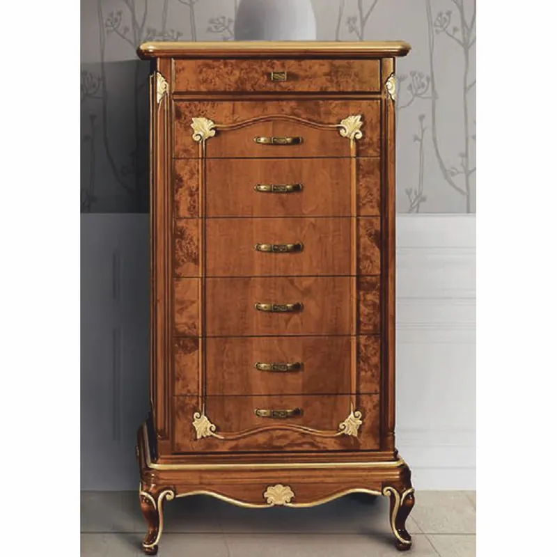 Casa Padrino Luxus Barock Kommode mit 7 Schubladen Braun / Gold H. 135 cm - Made in Italy Schnäppchen