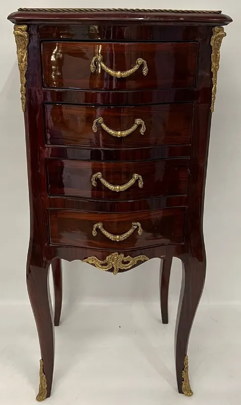 Casa Padrino Barock Kommode mit 4 Schubladen Dunkelbraun / Messing - Handgefertigte Massivholz Kommode im Barockstil - Handgefertigte Barock Möbel - Edel & Prunkvoll Hochwertig